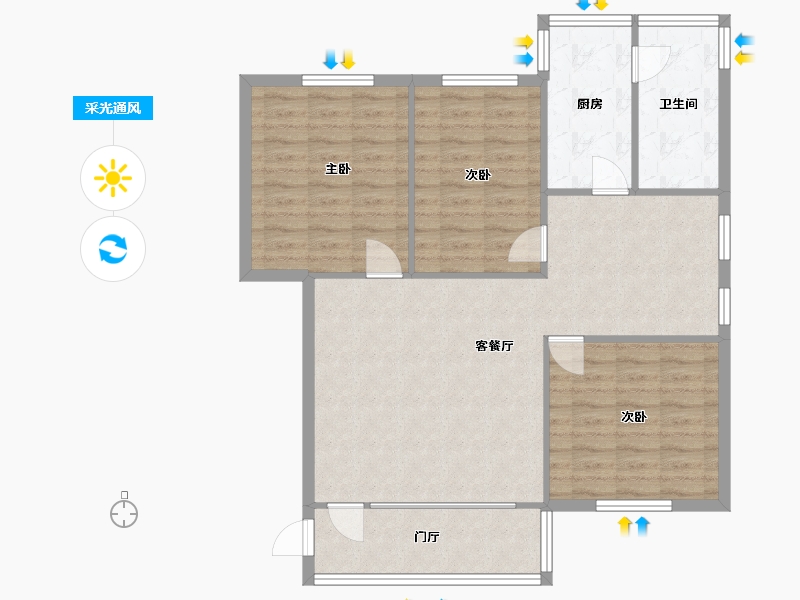 海南省-海口市-汽工贸-95.66-户型库-采光通风