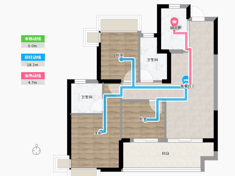 福建省-福州市-华润海湾润城-66.84-户型库-动静线