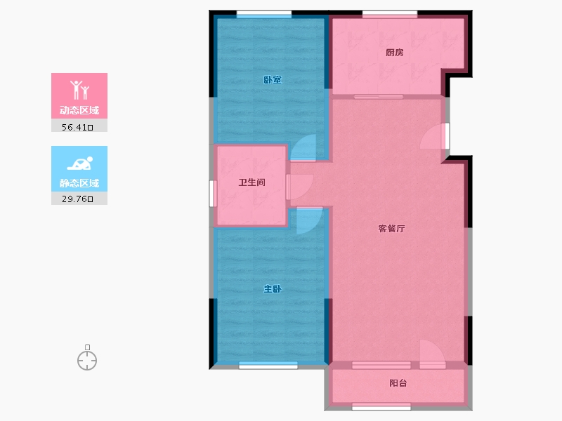 辽宁省-鞍山市-七号湖畔·二期春园-77.60-户型库-动静分区