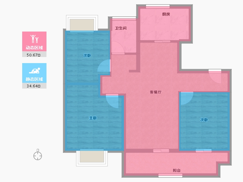 江苏省-镇江市-万科金域蓝湾-75.81-户型库-动静分区