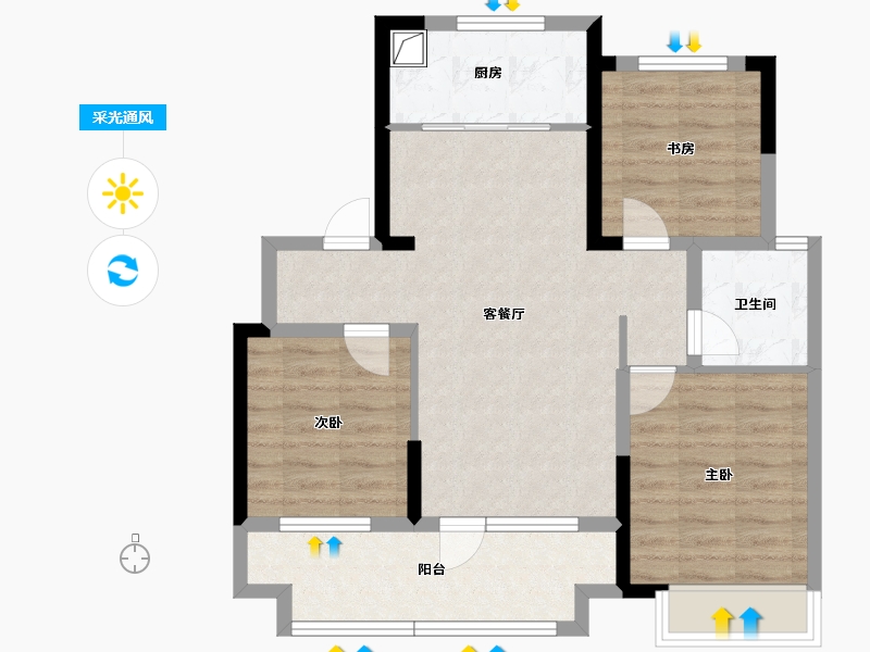 山东省-青岛市-玉兰璟园-74.82-户型库-采光通风