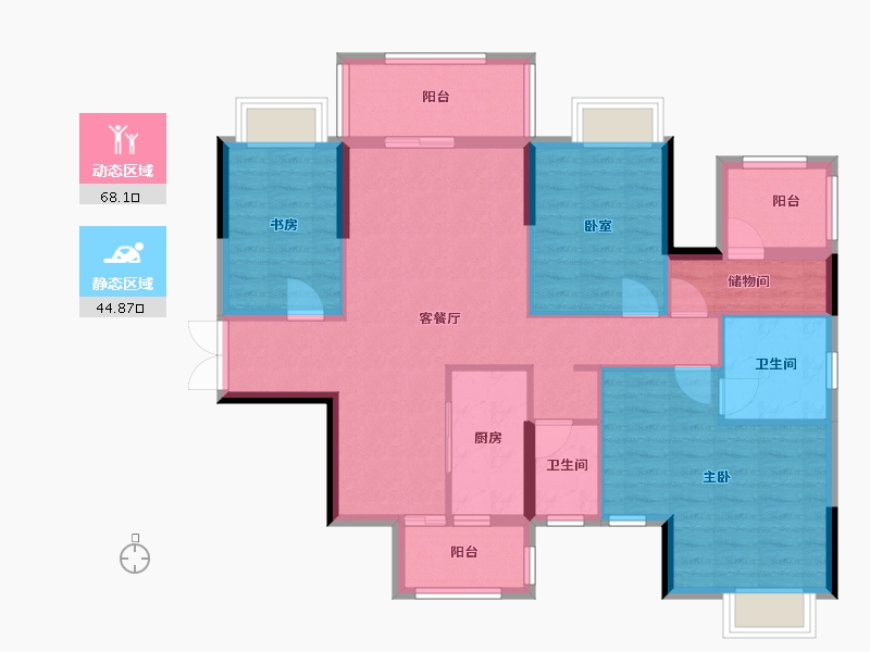 广西壮族自治区-南宁市-邕熙华府-102.70-户型库-动静分区