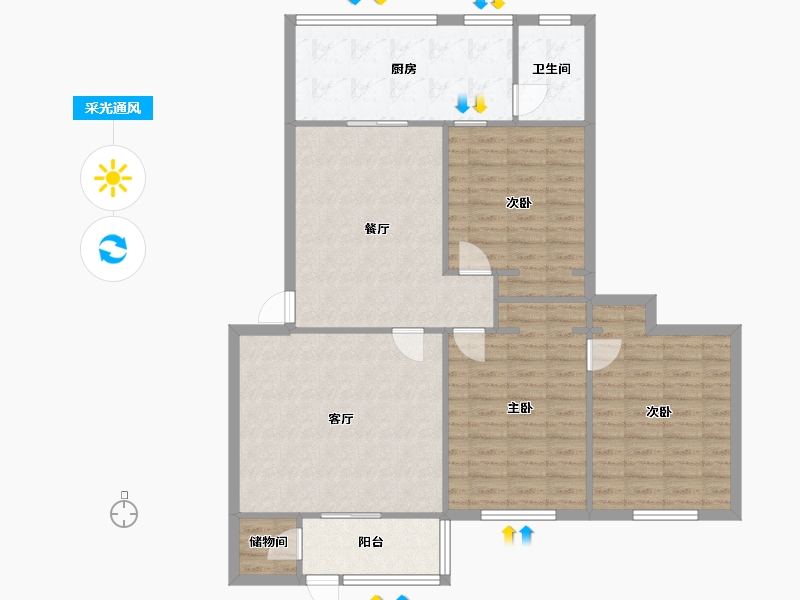 四川省-成都市-滨江中路1号院6号楼-82.40-户型库-采光通风