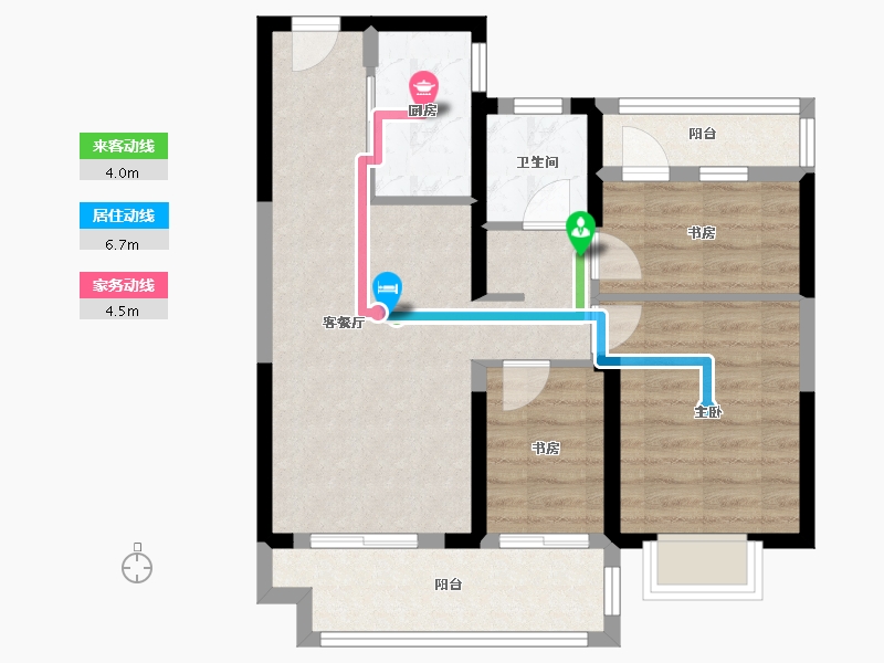 浙江省-宁波市-香湾苑-67.51-户型库-动静线