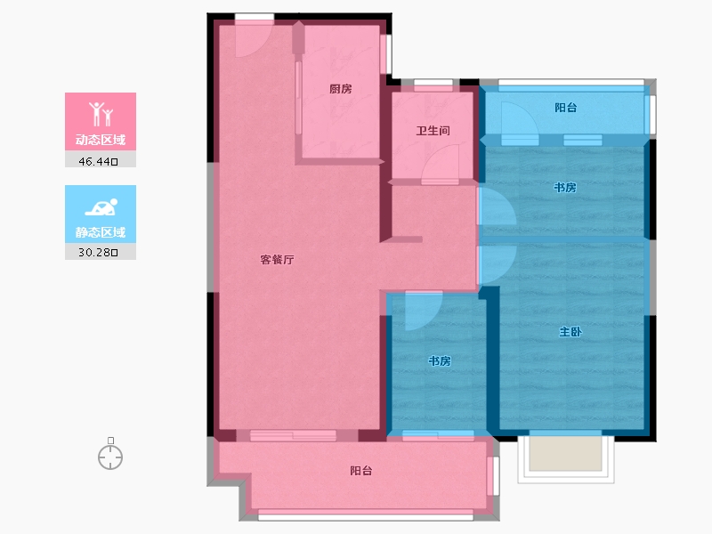 浙江省-宁波市-香湾苑-67.51-户型库-动静分区