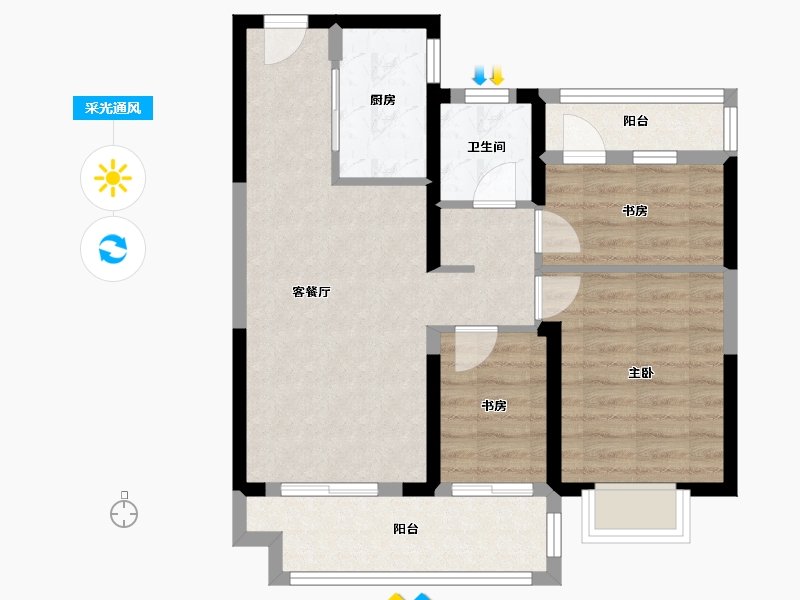 浙江省-宁波市-香湾苑-67.51-户型库-采光通风