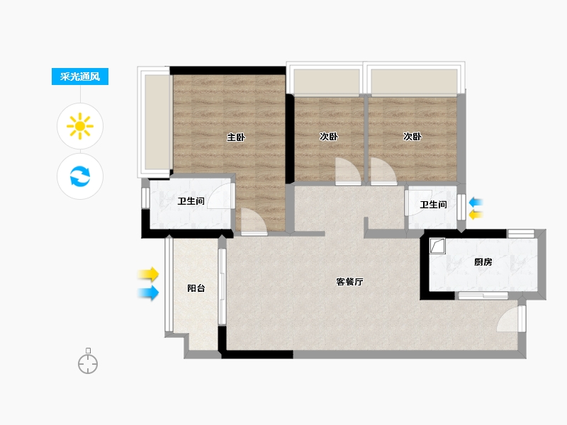 广东省-深圳市-宝锦华庭-71.20-户型库-采光通风