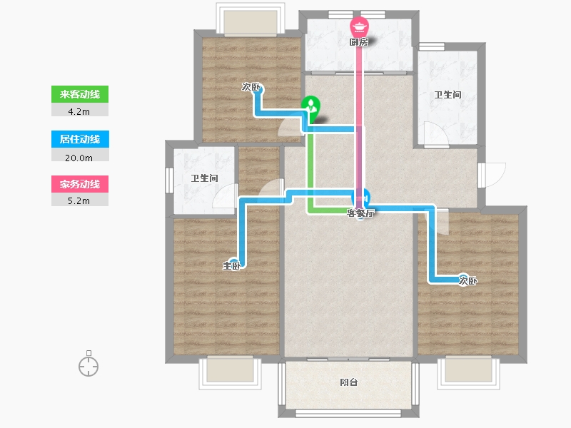 浙江省-嘉兴市-幸福家园(丰华路)-103.90-户型库-动静线