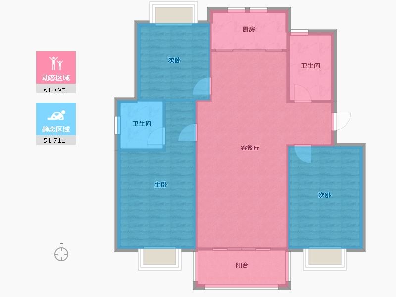 浙江省-嘉兴市-幸福家园(丰华路)-103.90-户型库-动静分区