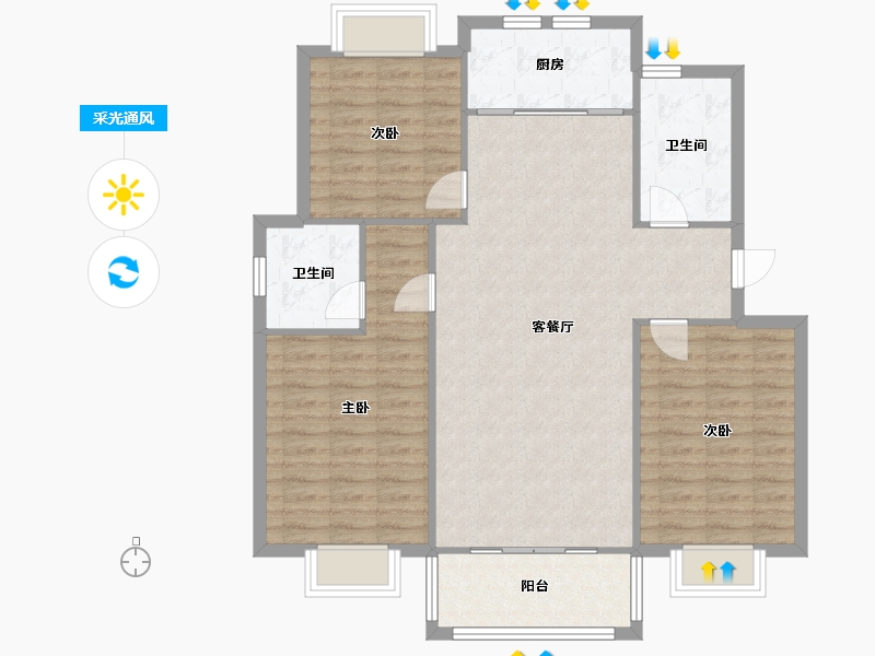 浙江省-嘉兴市-幸福家园(丰华路)-103.90-户型库-采光通风