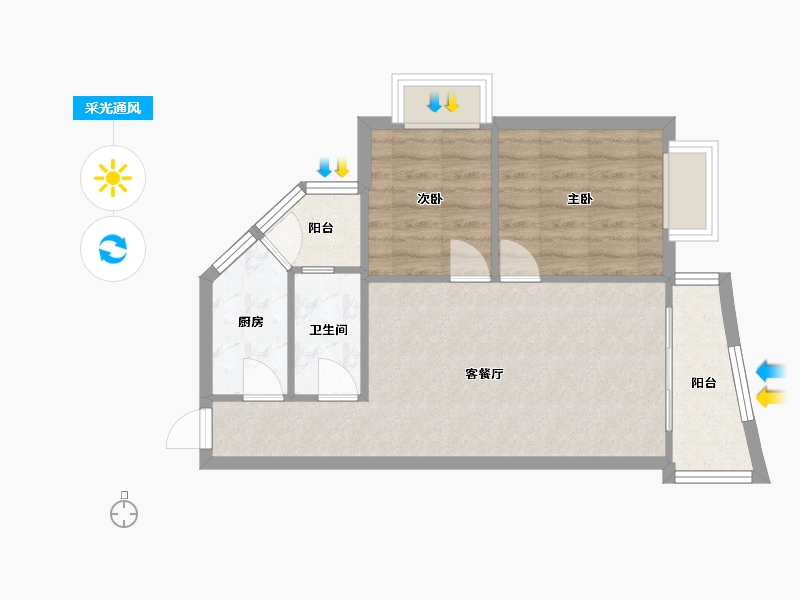 广东省-广州市-富力碧涛湾-55.01-户型库-采光通风