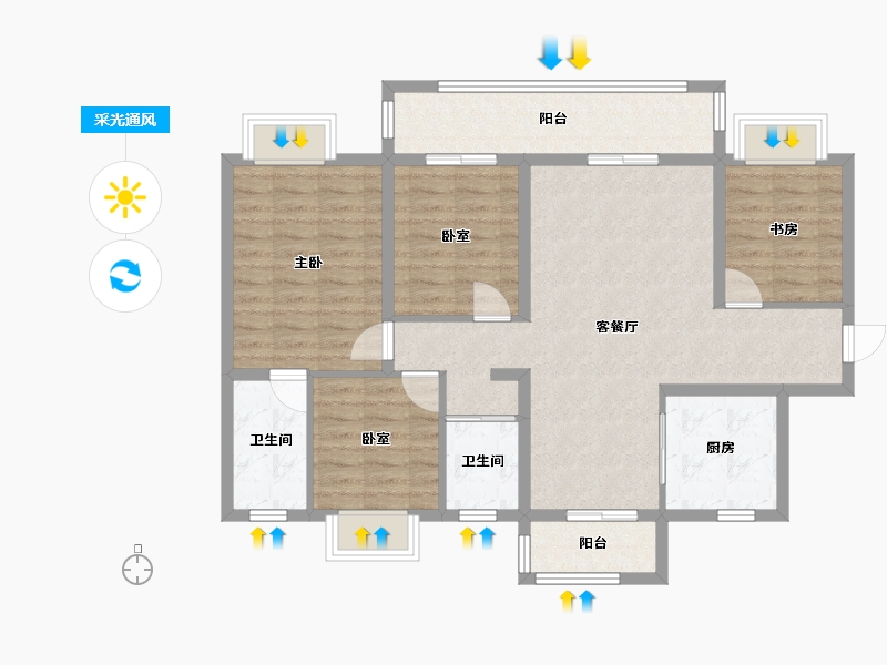 广东省-汕头市-碧桂园-125.00-户型库-采光通风