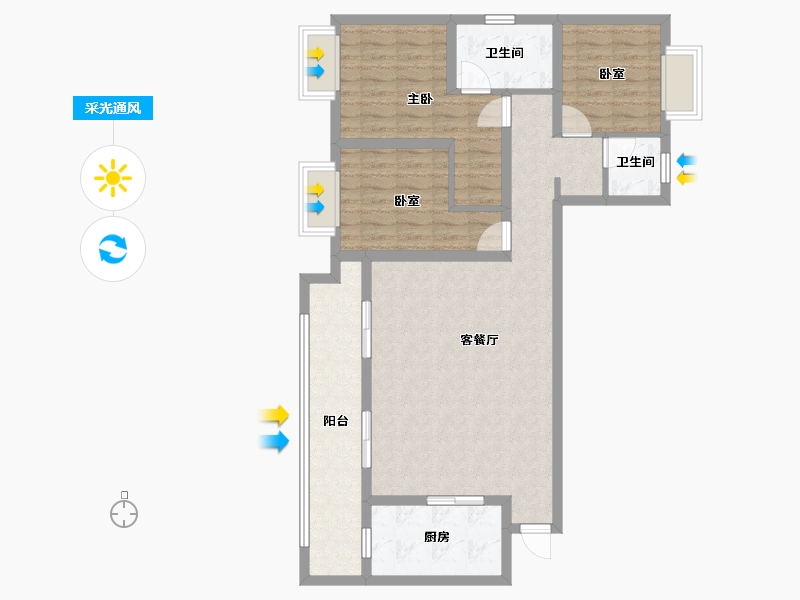 重庆-重庆市-溪岸云蔚-104.52-户型库-采光通风