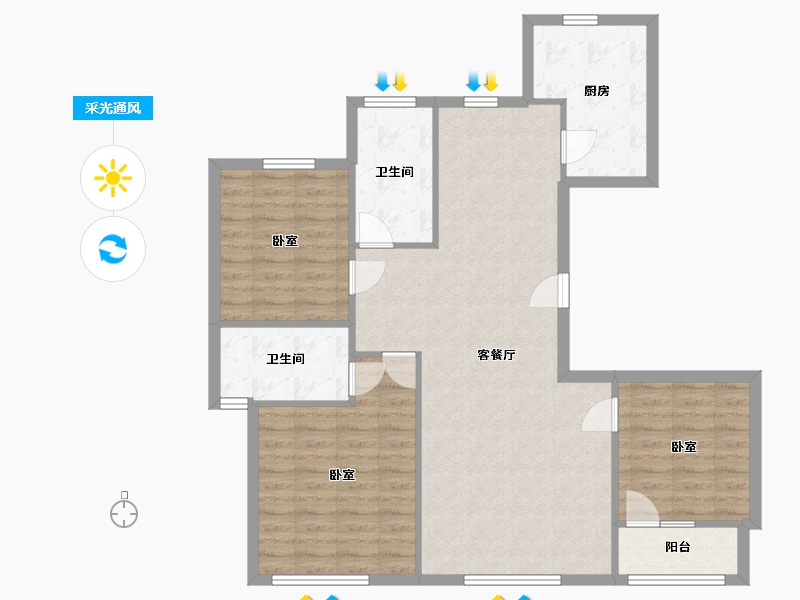 山东省-济南市-德润天玺-西区-108.00-户型库-采光通风