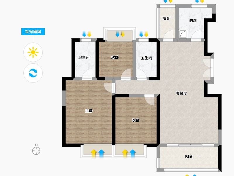 四川省-成都市-堰山和畔-95.60-户型库-采光通风