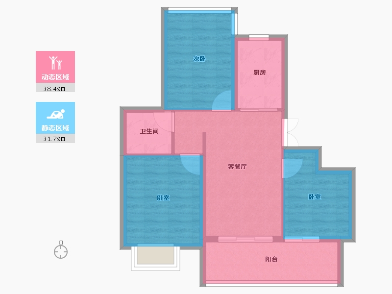 安徽省-合肥市-文一朗书轩-62.87-户型库-动静分区