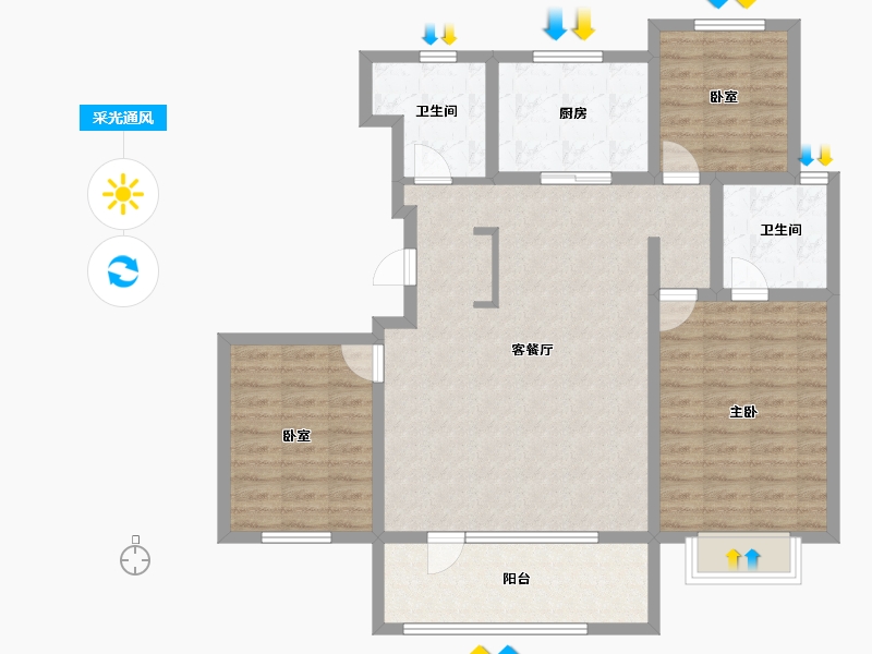 山东省-青岛市-海信九麓府-104.00-户型库-采光通风