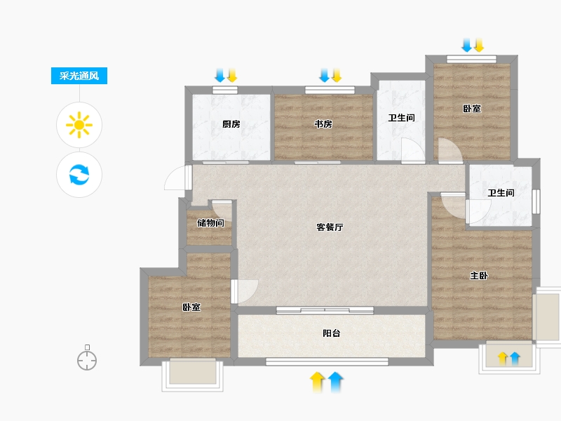 福建省-厦门市-建发书香泊月-91.96-户型库-采光通风