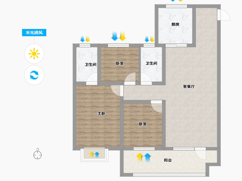 山东省-青岛市-海信九麓府-96.00-户型库-采光通风