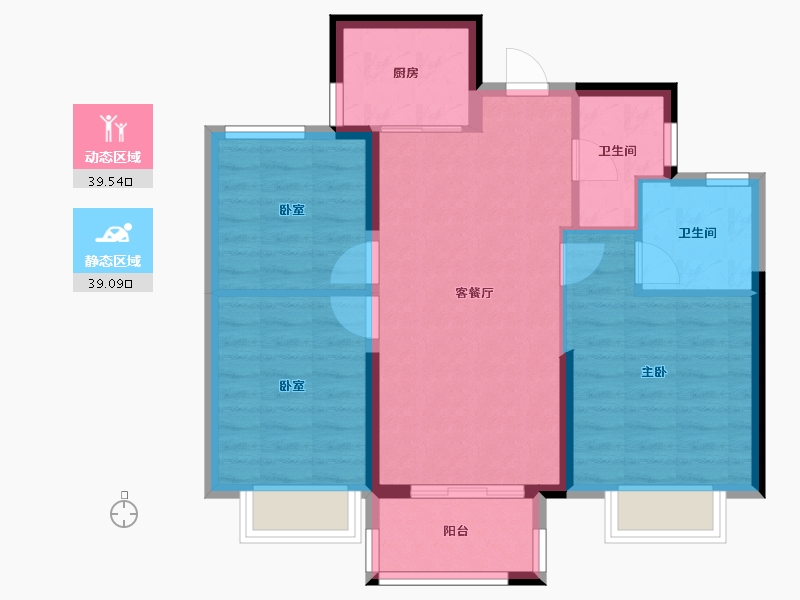 浙江省-宁波市-美的海畔云城-70.41-户型库-动静分区