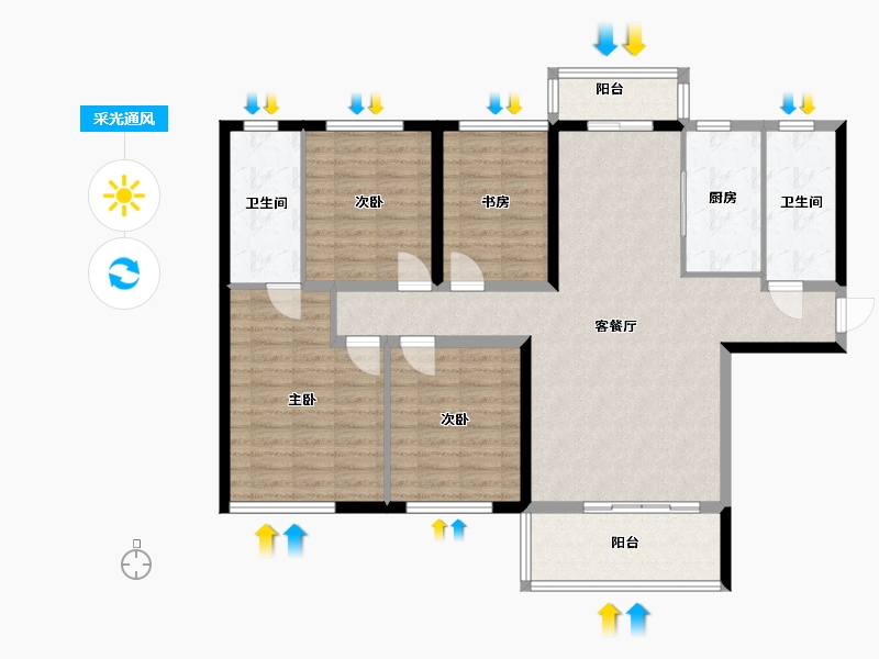 湖南省-长沙市-金富湘江悦城-114.82-户型库-采光通风