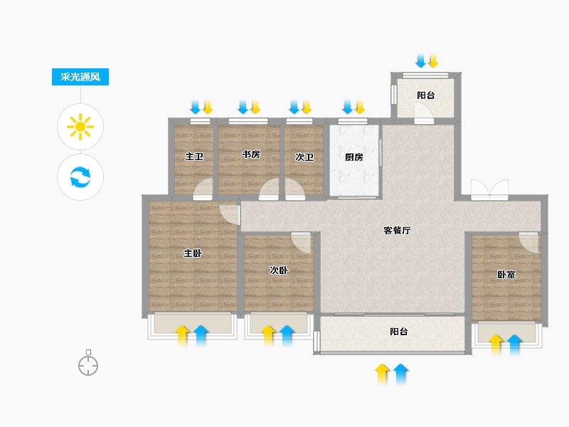 四川省-成都市-中国铁建西派城央-109.01-户型库-采光通风