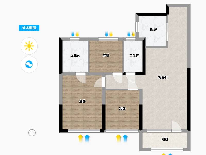 山东省-青岛市-卓越嘉悦-94.83-户型库-采光通风