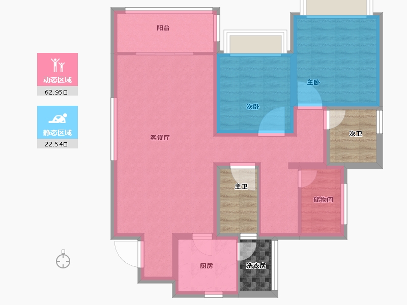 四川省-成都市-华侨城融创春风十里-87.30-户型库-动静分区