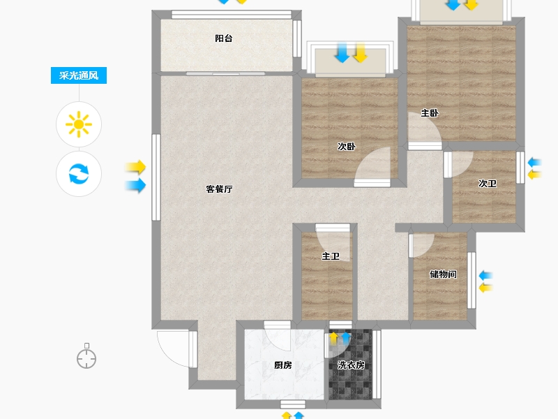 四川省-成都市-华侨城融创春风十里-87.30-户型库-采光通风