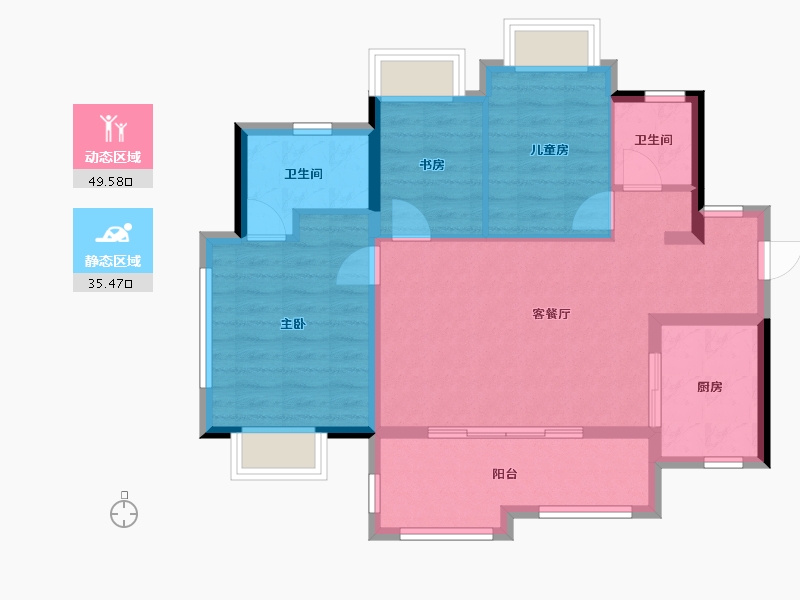 广东省-东莞市-华润置地松湖润府-76.01-户型库-动静分区