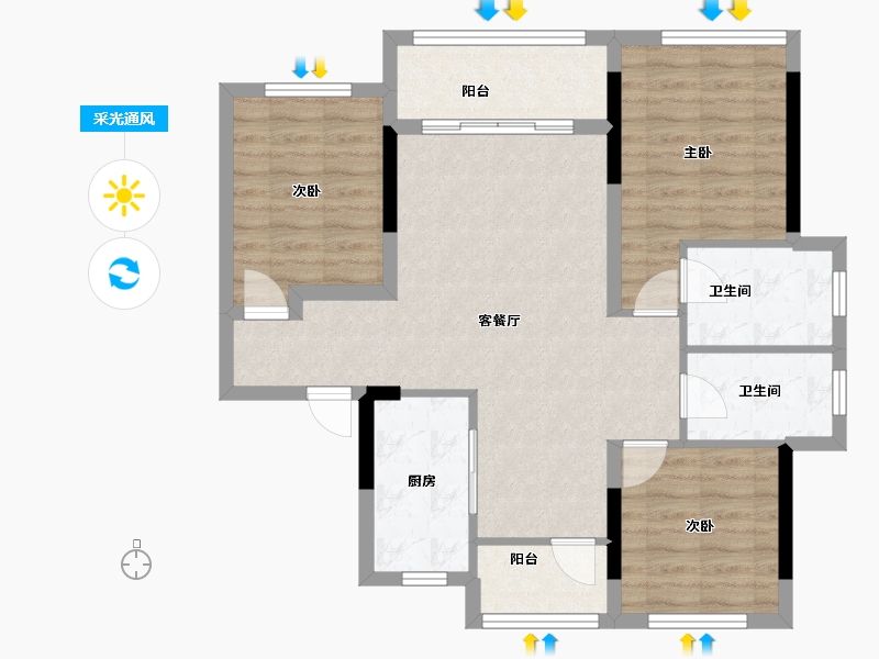 四川省-成都市-中国铁建·青羊樾府-82.57-户型库-采光通风