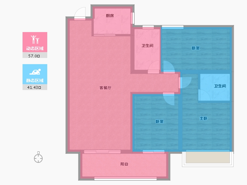 河北省-唐山市-昊和沁园八期-88.00-户型库-动静分区