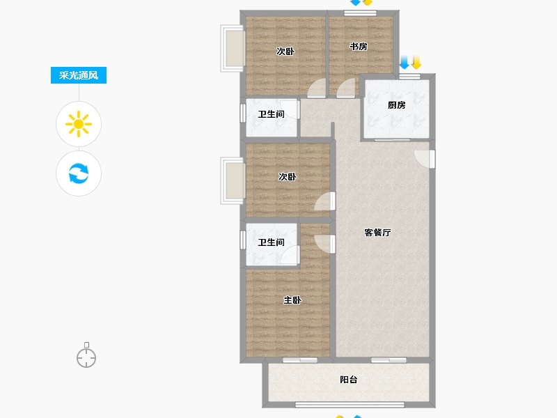 河南省-郑州市-美盛·教育港湾-113.60-户型库-采光通风