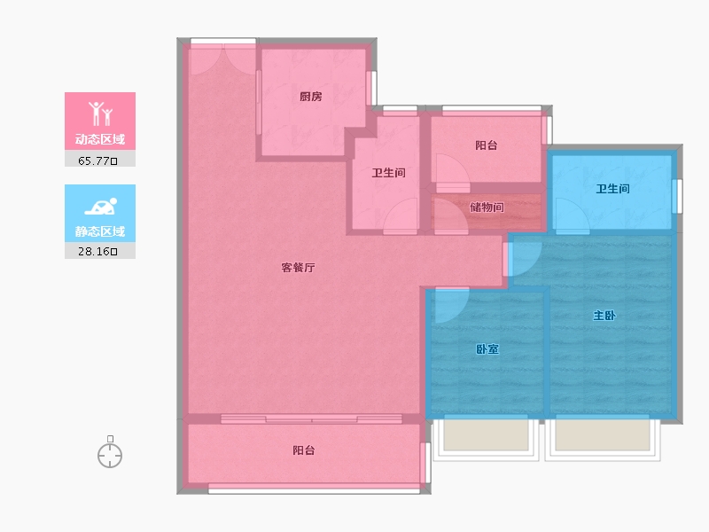 广东省-广州市-万科万汇天地·瑧园-84.52-户型库-动静分区