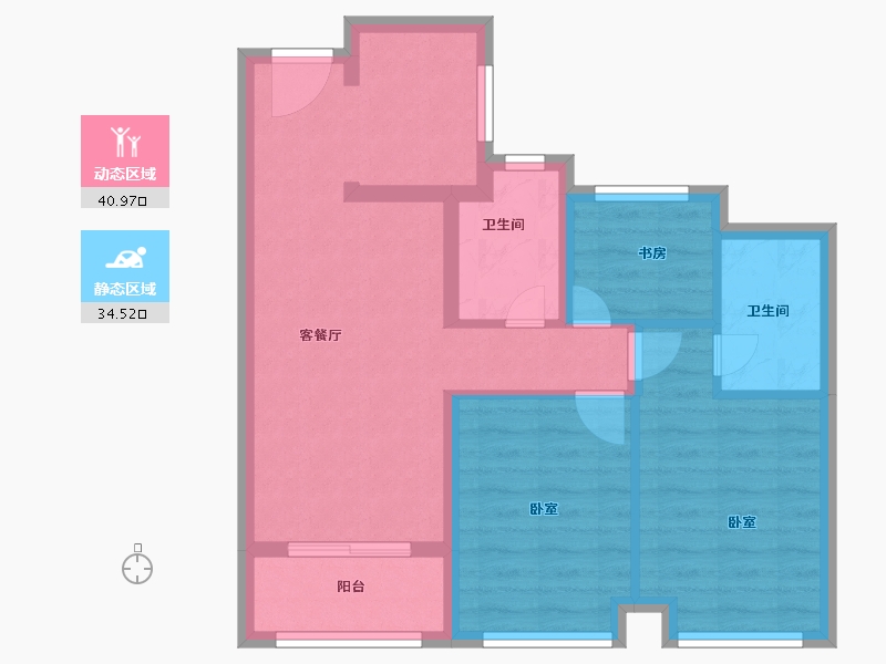 浙江省-杭州市-中铁建晴萃府-66.74-户型库-动静分区