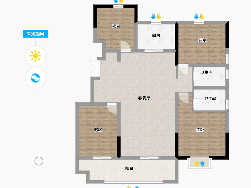 山东省-滨州市-丽景华府住宅小区-120.07-户型库-采光通风