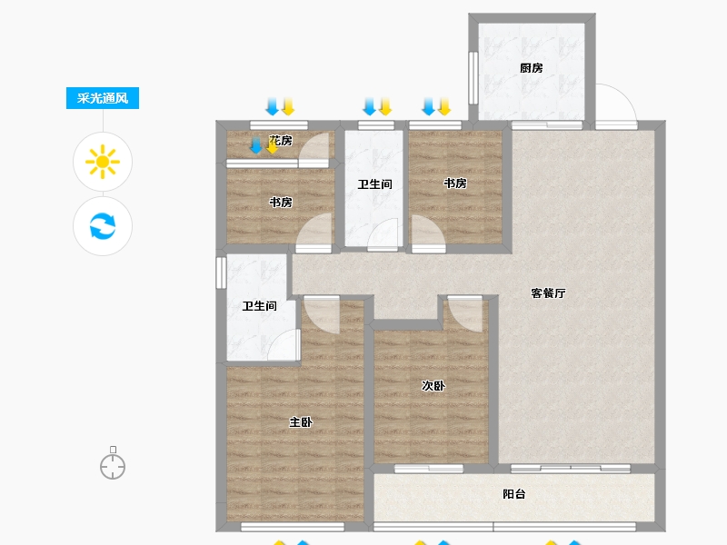 浙江省-杭州市-秦望府-112.02-户型库-采光通风