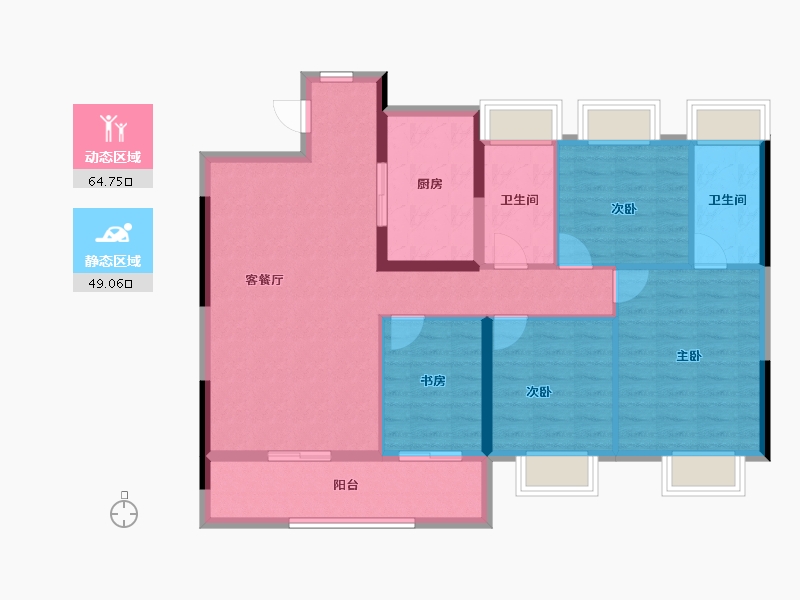 湖北省-武汉市-武汉城建·雲栖湖岸-102.58-户型库-动静分区