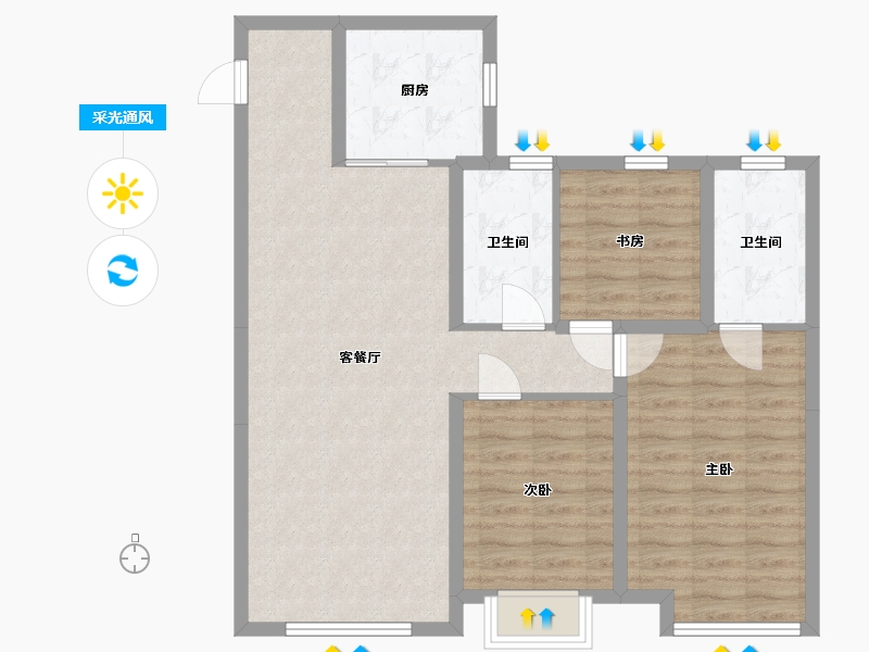 山东省-青岛市-青特金茂·中欧国际城滨江悦-88.00-户型库-采光通风