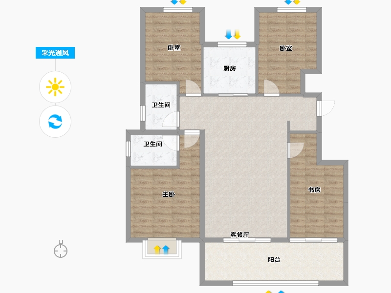 青海省-西宁市-中海·开元壹号丨紫宸-114.90-户型库-采光通风