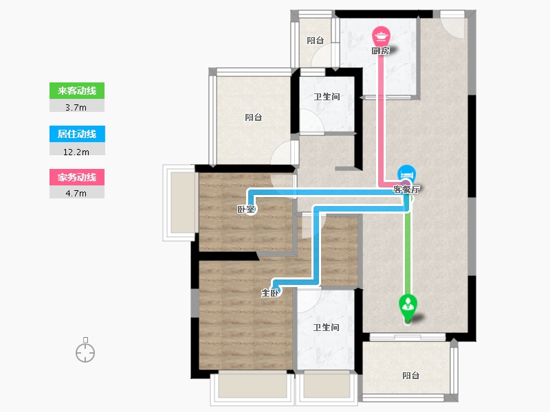 广东省-惠州市-鸿润南韵花园-77.60-户型库-动静线