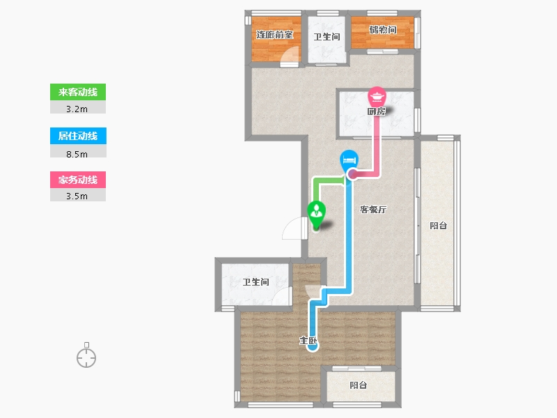 浙江省-杭州市-东海闲湖城·栖霞湾-104.20-户型库-动静线