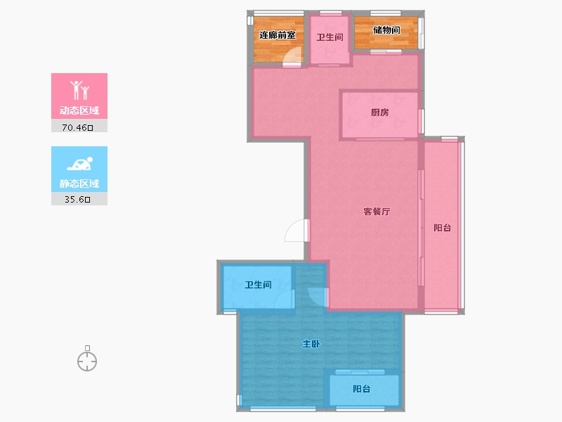 浙江省-杭州市-东海闲湖城·栖霞湾-104.20-户型库-动静分区