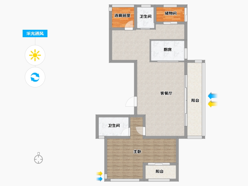 浙江省-杭州市-东海闲湖城·栖霞湾-104.20-户型库-采光通风