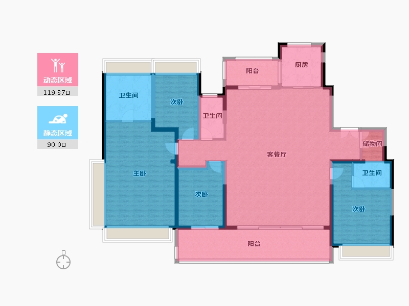 江苏省-苏州市-建发·缦云华庭-191.87-户型库-动静分区