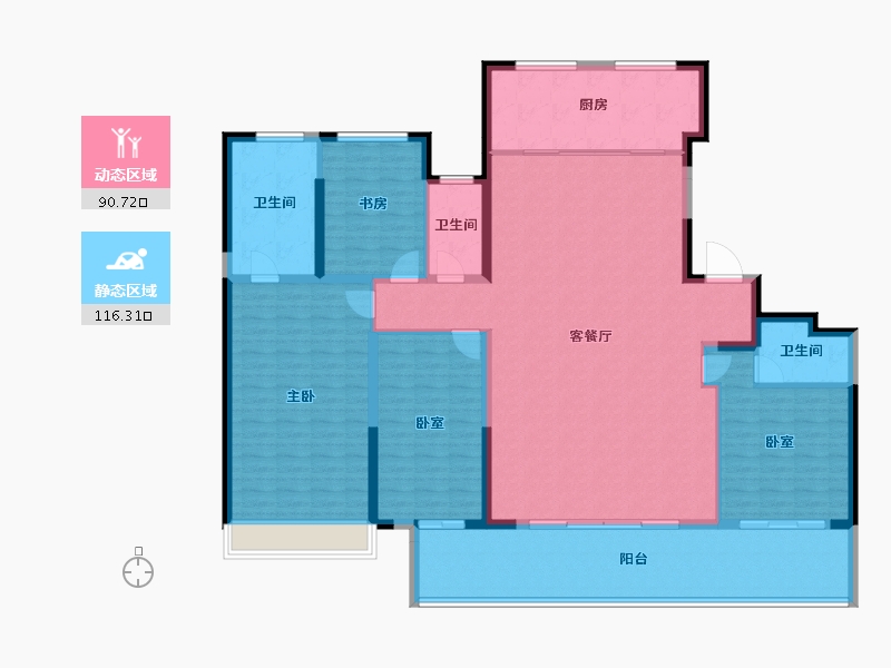 浙江省-台州市-方远朗成·四季辰院-190.80-户型库-动静分区