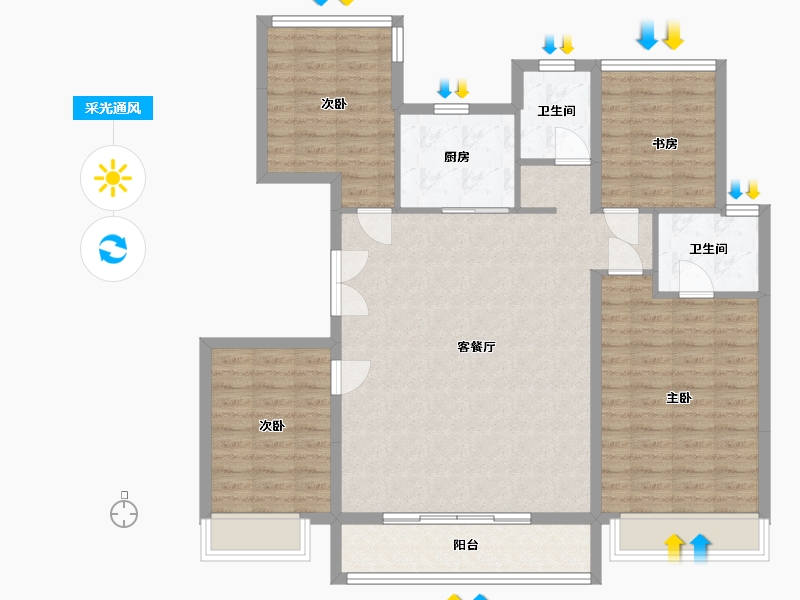 安徽省-马鞍山市-德信江山云起-111.00-户型库-采光通风