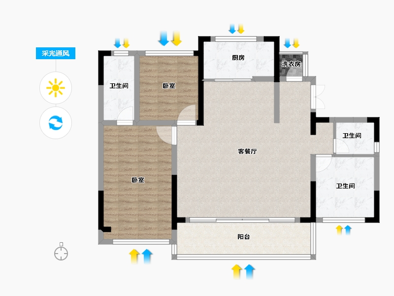 四川省-成都市-锦江赋-106.51-户型库-采光通风