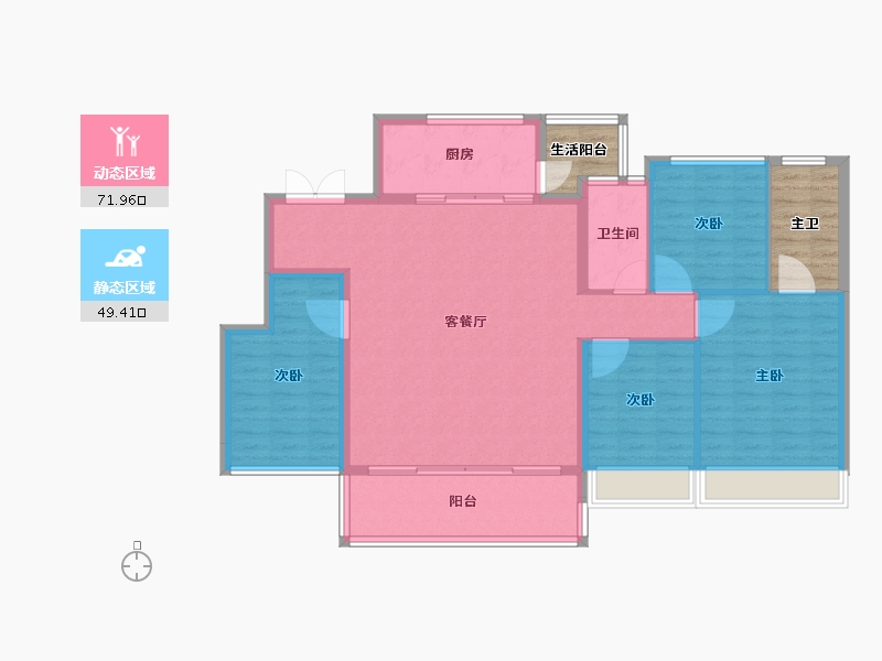 四川省-成都市-锦江璞园-119.66-户型库-动静分区