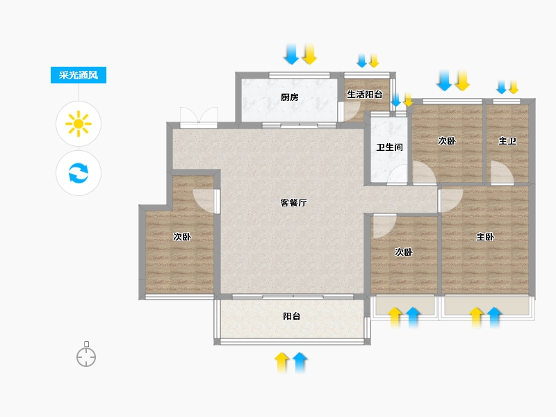 四川省-成都市-锦江璞园-119.66-户型库-采光通风